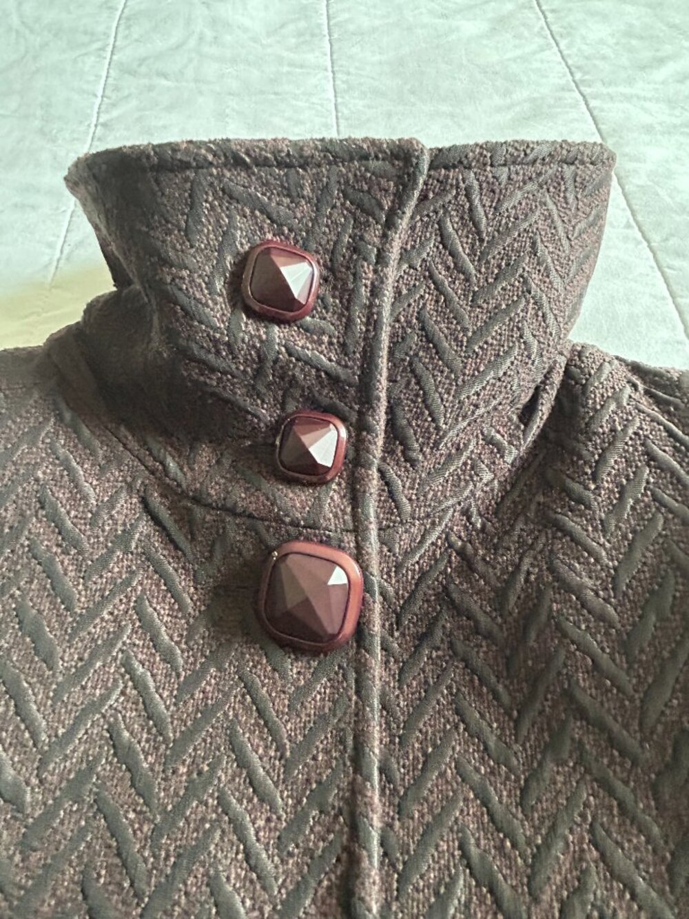 Mackage Chevron Textured Wool Coat with Leather Accents - Picture 4 of 12